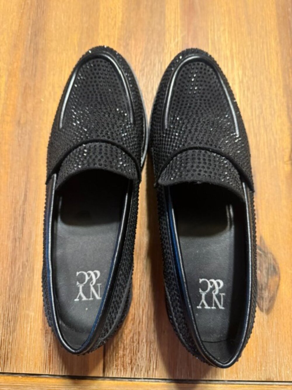 NWOB New York & Company Black Abigail Rhinestone Loafers NWOB Size 8 - Picture 2 of 5